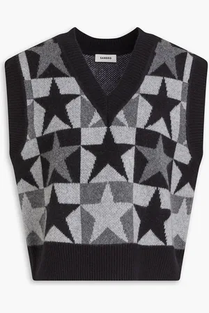 Sandro Jacquard-knit wool vest - - 3