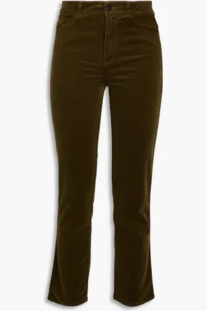 Paige Cotton-blend corduroy slim-leg pants - Green - 31