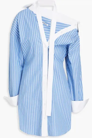 Alexander Wang Striped cotton-poplin mini shirt dress - Blue - US 2