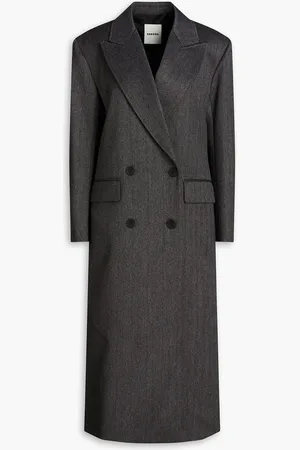 Sandro Double-breasted pinstriped twill coat - Gray - FR 38