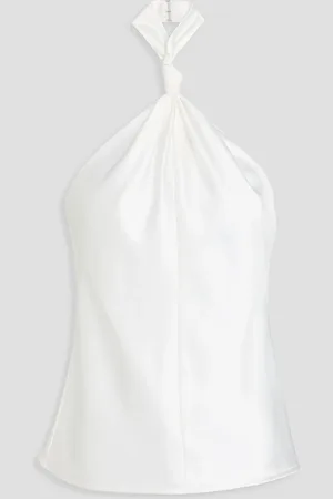 GALVAN Knotted satin halterneck top - - FR 44