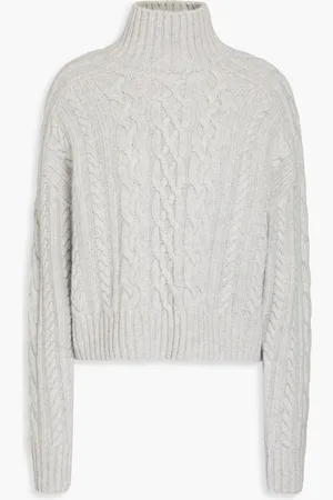AUTUMN CASHMERE Cropped cable-knit turtleneck sweater - Gray - L