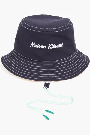 Maison Kitsuné Embroidered ripstop bucket hat - Blue - M/L