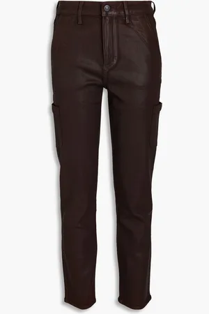 Paige Waxed high-rise slim-leg jeans - Brown - 23