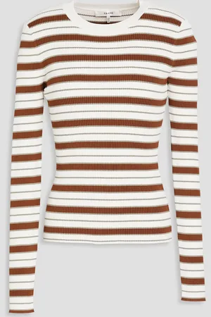 Frame Striped ribbed-knit sweater - White - M