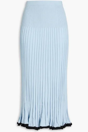 Proenza Schouler Pleated ribbed silk and cashmere-blend midi skirt - Blue - S