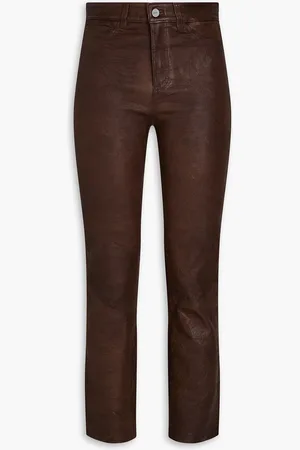 Paige Cindy leather slim-leg pants - Brown - 31
