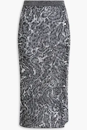 Paco rabanne Button-detailed metallic jacquard-knit skirt - Gray - S