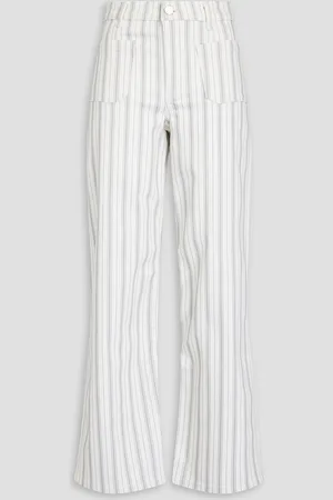 Frame Le Slim Palazza striped high-rise wide-leg jeans - White - 31