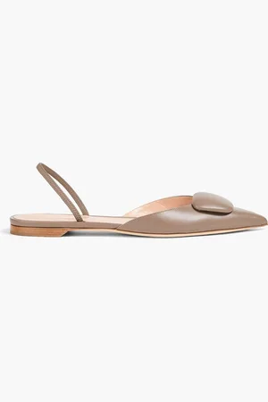 Rupert Sanderson Sabine embellished leather slingback point-toe flats - Neutral - EU 38.5