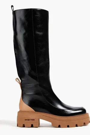 Sergio Rossi Two-tone glossed-leather knee boots - - EU 35