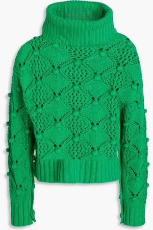AUTUMN CASHMERE Embellished pointelle-knit cashmere sweater - - L