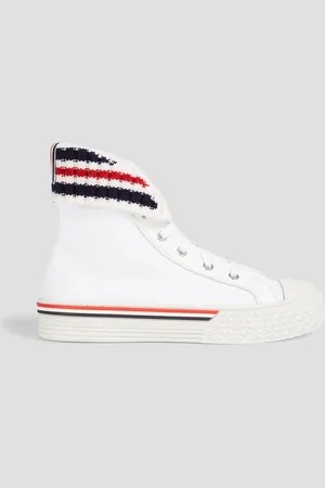 Thom Browne Collegiate striped canvas high top sneakers - - EU 36