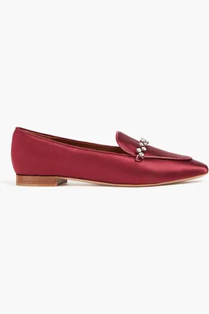 MALONE SOULIERS Bruna 103 crystal-embellished satin loafers - - EU 36