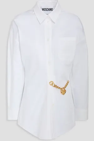 Moschino Chain-embellished cotton-blend twill shirt - - IT 40