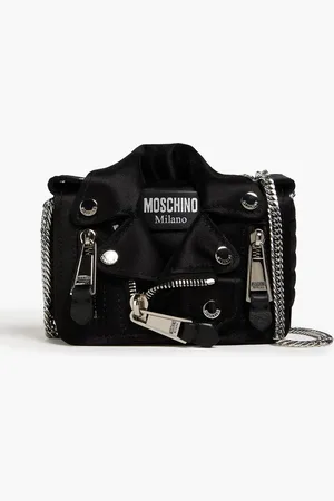Moschino Biker embellished satin shoulder bag - - OneSize