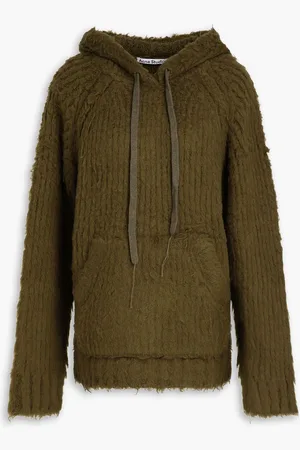 Acne Studios Brushed ribbed wool-blend hoodie - Green - L/XL