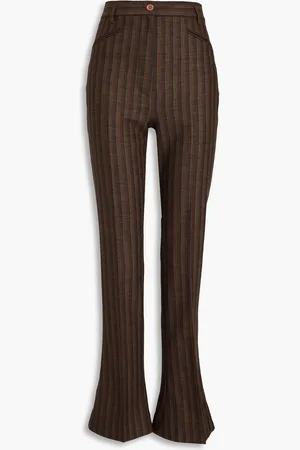 Acne Studios Striped wool and cotton-blend twill flared pants - - DE 34
