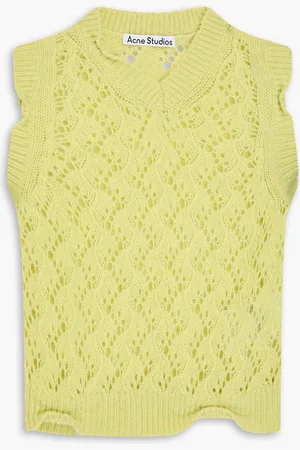 Acne Studios Cropped pointelle-knit wool vest - Yellow - XS