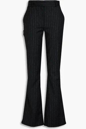 Acne Studios Pinstriped herringbone wool-blend tweed flared pants - - DE 36
