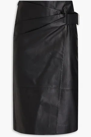 Acne Studios Pleated leather wrap skirt - - DE 32