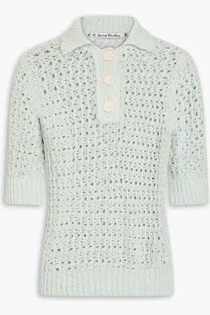 Acne Studios Crochet-knit cotton polo shirt - Green - XS