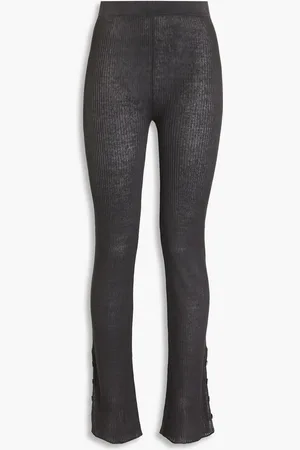 Acne Studios Ribbed linen-blend leggings - Gray - XS