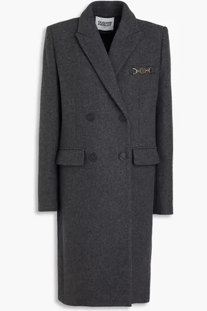 Claudie Pierlot Double-breasted wool-blend twill coat - Gray - FR 36