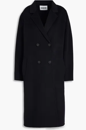 Claudie Pierlot Double-breasted brushed wool-blend felt coat - Blue - FR 42