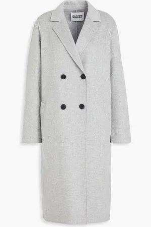 Claudie Pierlot Double-breasted brushed wool-blend felt coat - Gray - FR 40