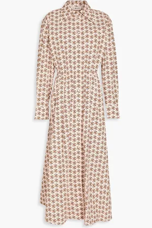 Tory Burch Floral-print cotton-poplin midi shirt dress - Neutral - US 2