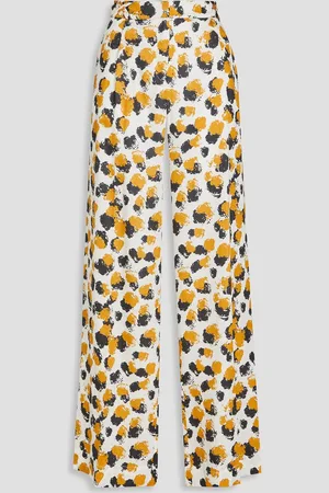 MOTHER OF PEARL Printed TENCEL™ Lyocell wide-leg pants - White - UK 8