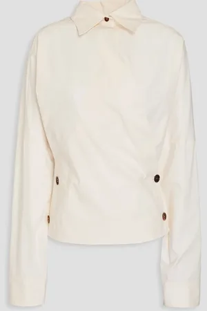 Serafini Cotton-blend poplin wrap top - White - IT 42