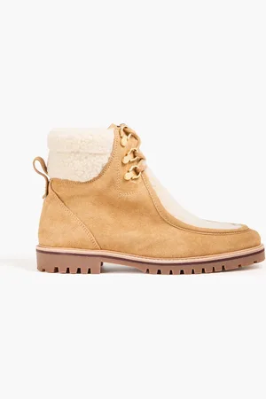 Claudie Pierlot Suede and faux shearling ankle boots - Neutral - EU 36
