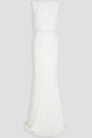 RACHEL GILBERT Ava embellished tulle gown - White - 5