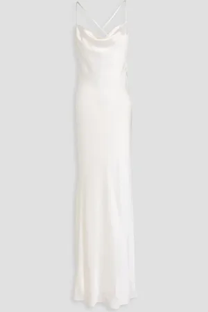 GALVAN Whiteley draped silk-satin bridal gown - White - FR 42