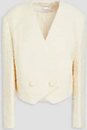 ZIMMERMANN Cropped double-breasted wool-blend tweed blazer - White - 1