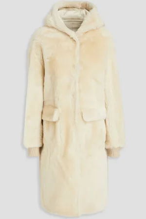YVES SALOMON Shearling hooded coat - White - FR 38