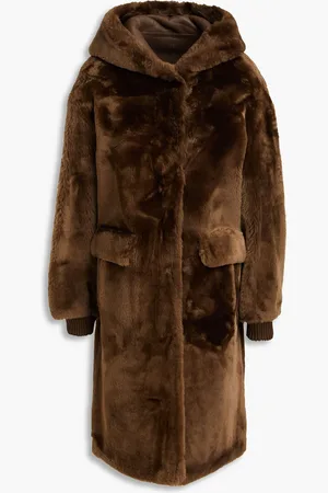YVES SALOMON Shearling hooded coat - - FR 40