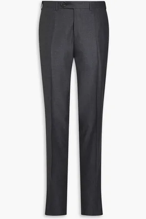 CANALI Wool and silk-blend twill pants - Gray - IT 46
