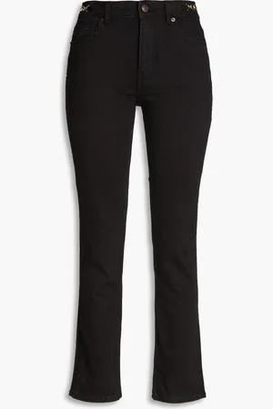 Maje Chain-embellished high-rise slim-leg jeans - - FR 36
