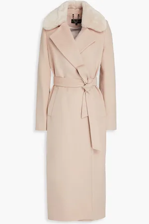 DOM GOOR Shearling-trimmed felt coat - Neutral - UK 14