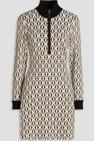 Maje Jacquard-knit cotton-blend mini dress - White - FR 42