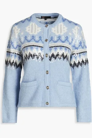 Maje Jacquard-knit cardigan - Blue - 2