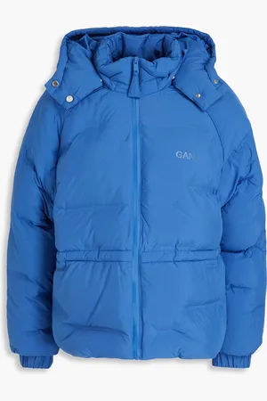 Ganni Quilted shell hooded jacket - Blue - DE 38