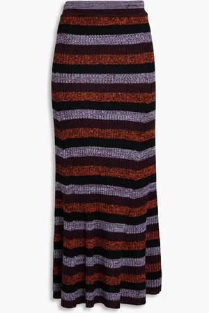 Ganni Striped merino wool midi skirt - - XS