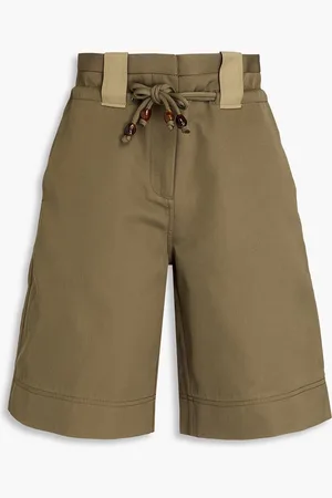 Ganni Two-tone twill shorts - Green - DE 34