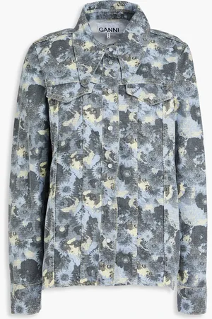 Ganni Floral-print cotton and Lyocell-blend shirt - Blue - DE 34