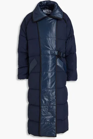 Ganni Quilted ripstop and shell coat - Blue - L/XL