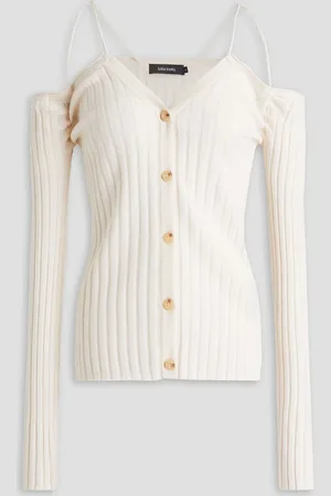 Lisa Yang Clarissa cold-shoulder ribbed cashmere top - White - 2
